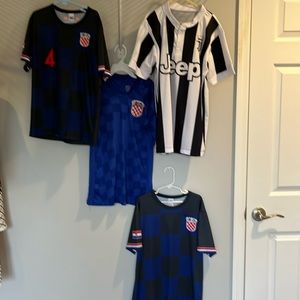 4 soccer jerseys. 3 Croatian and 1 Juventus